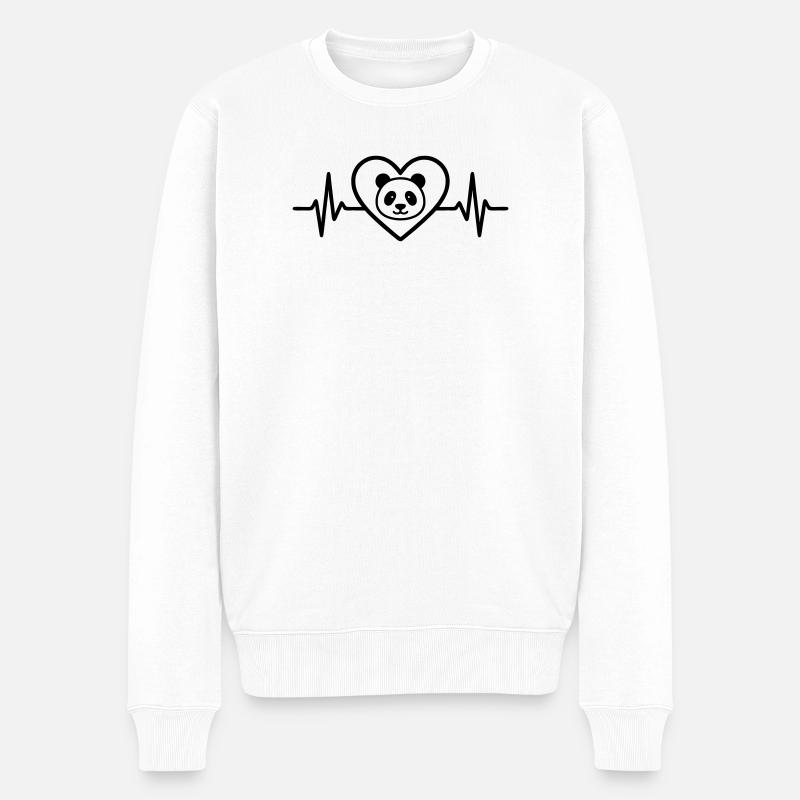 Panda Herz - Männer Premium Bio Pullover - Weiß