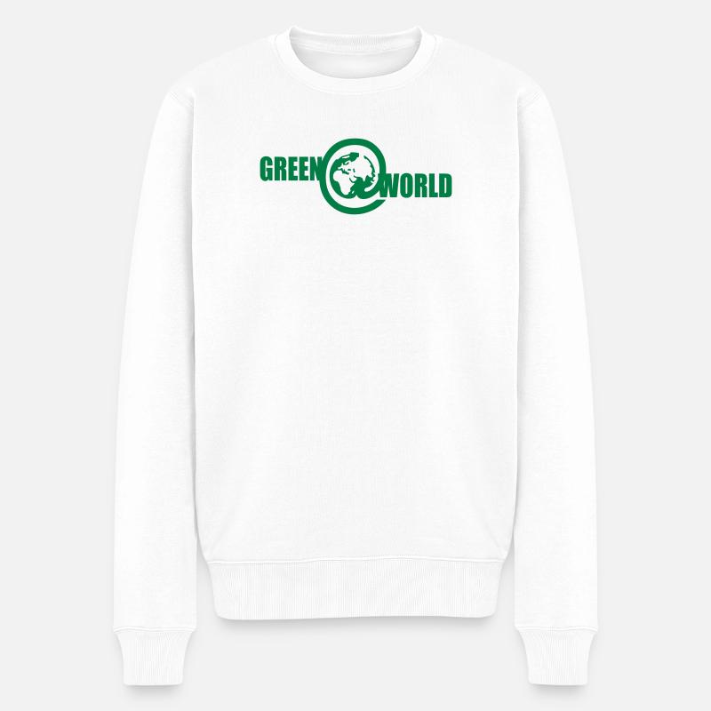 Green @ World - Männer Premium Bio Pullover - Weiß