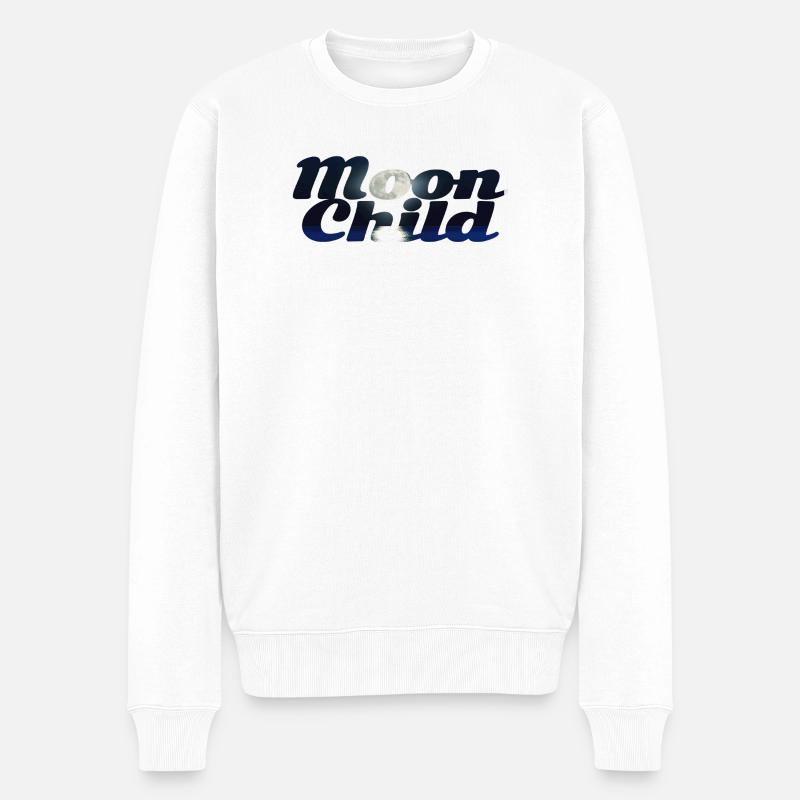 Mondkind-Silhouette-Design - Männer Premium Bio Pullover - Weiß