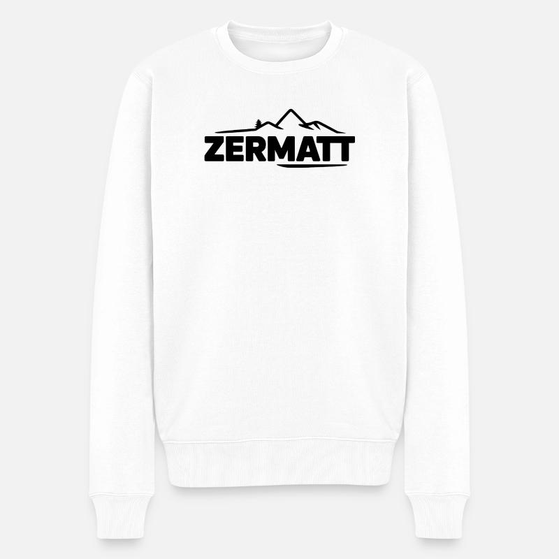 Zermatt - Souvenir Design - Pull Premium bio Homme - blanc