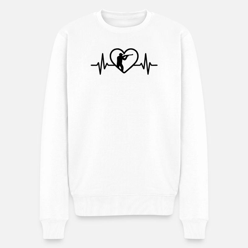 Herz Jäger – Leidenschaft Jagd - Männer Premium Bio Pullover - Weiß