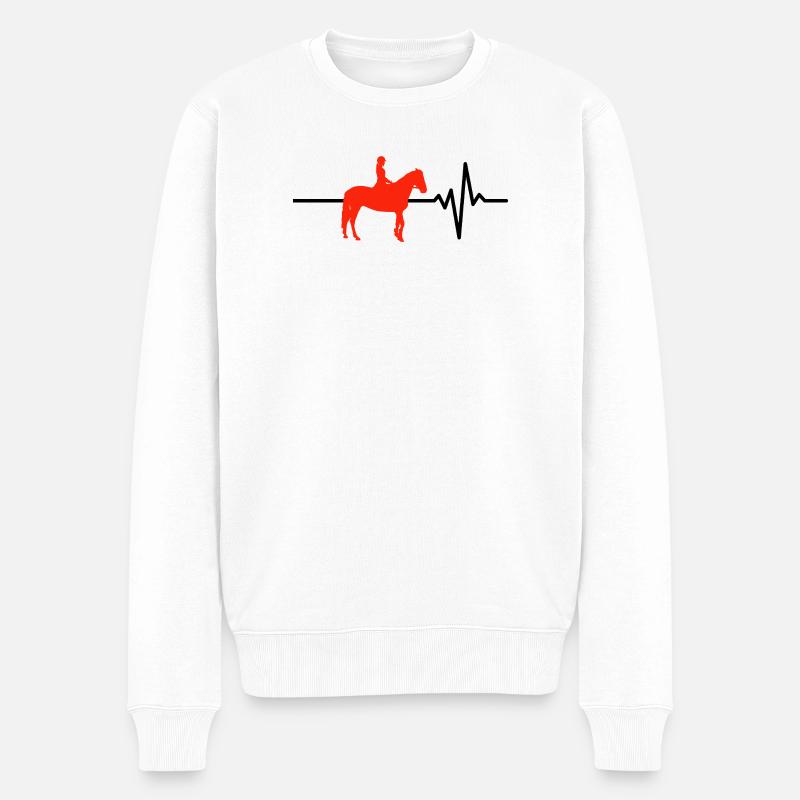 Herzschlag Reiten – Pferd im Blut - Männer Premium Bio Pullover - Weiß