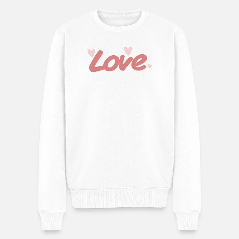 Love Pink Kalligraphie-Pinsel - Männer Premium Bio Pullover - Weiß