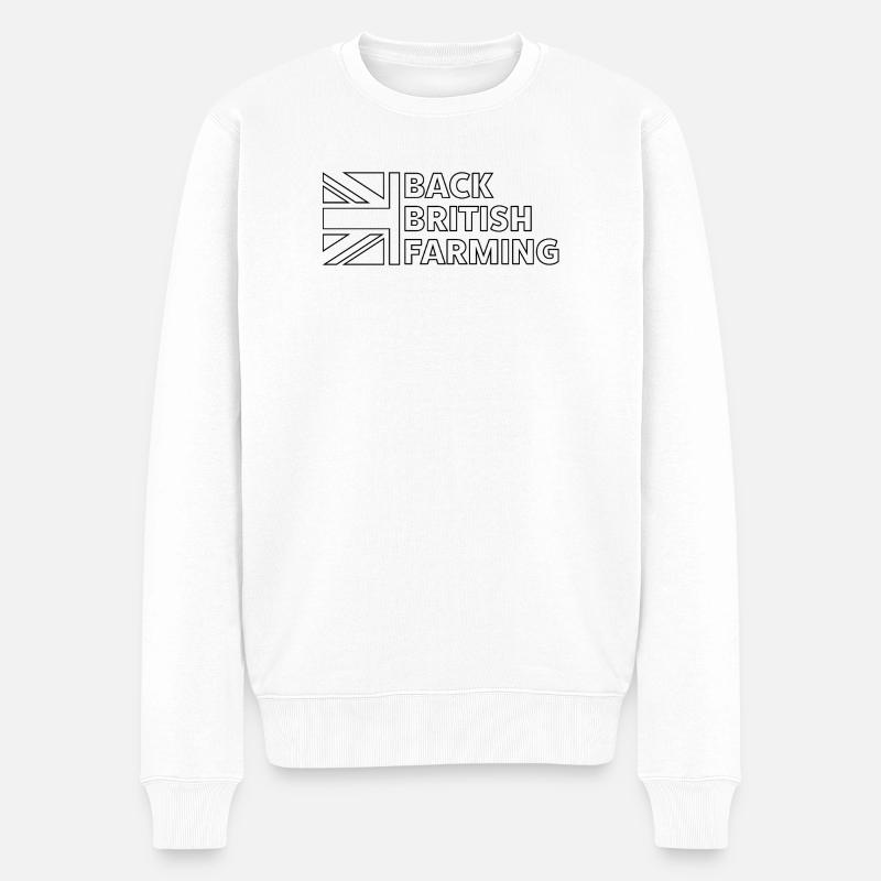 Back British Farming Logo - Pull Premium bio Homme - blanc