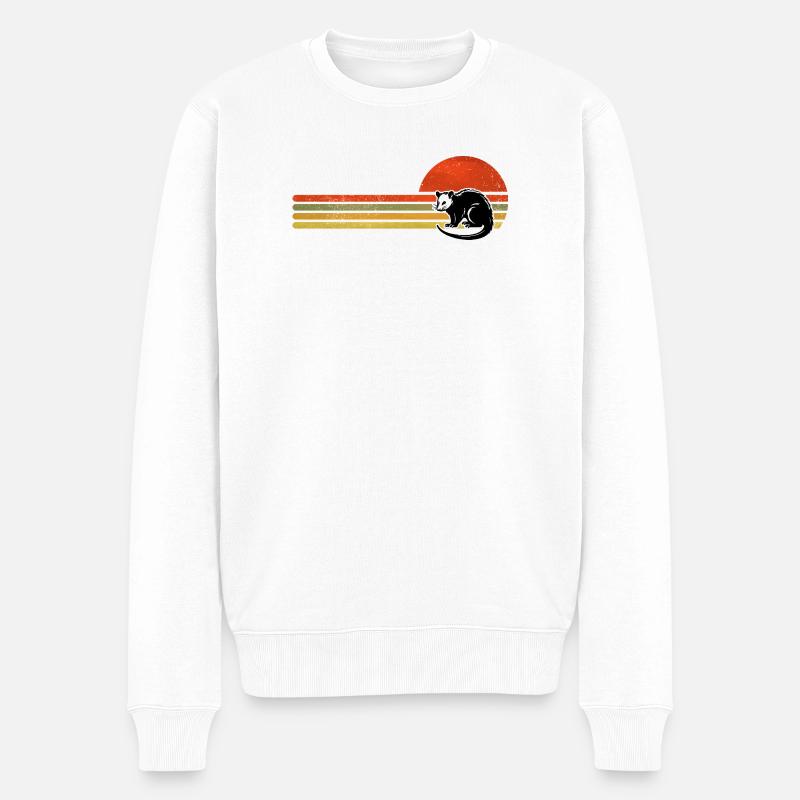 Retro Vintage Opossum - Männer Premium Bio Pullover - Weiß