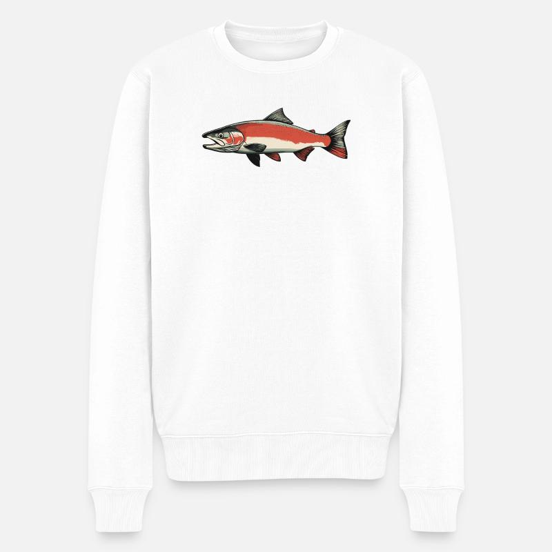 Lachse Lachs - Männer Premium Bio Pullover - Weiß