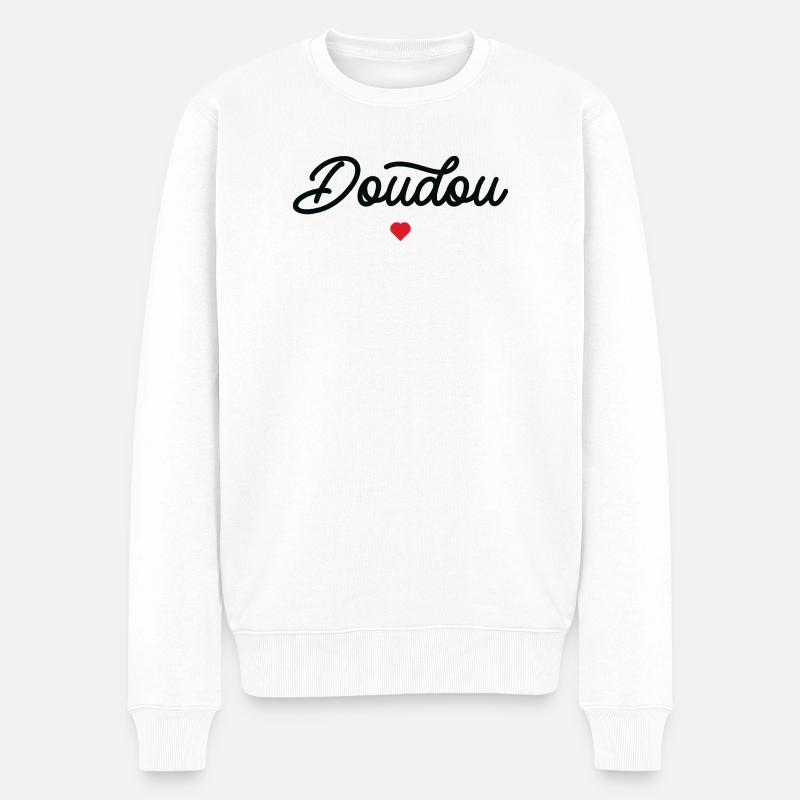 Doudou Coeur Script Noir - Pull Premium bio Homme - blanc