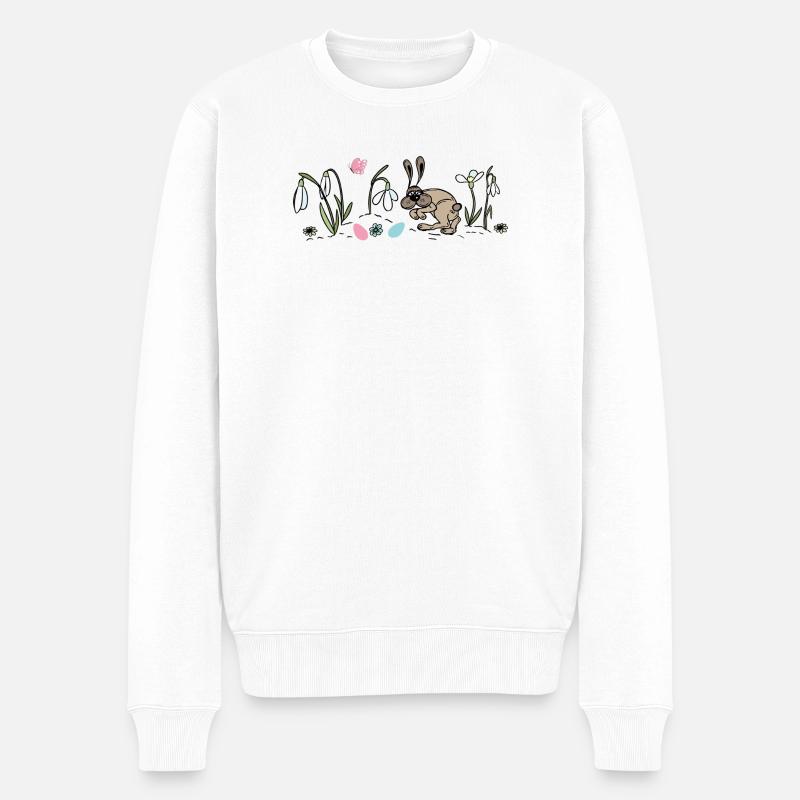 Le lapin de Pâques au printemps - Pull Premium bio Homme - blanc