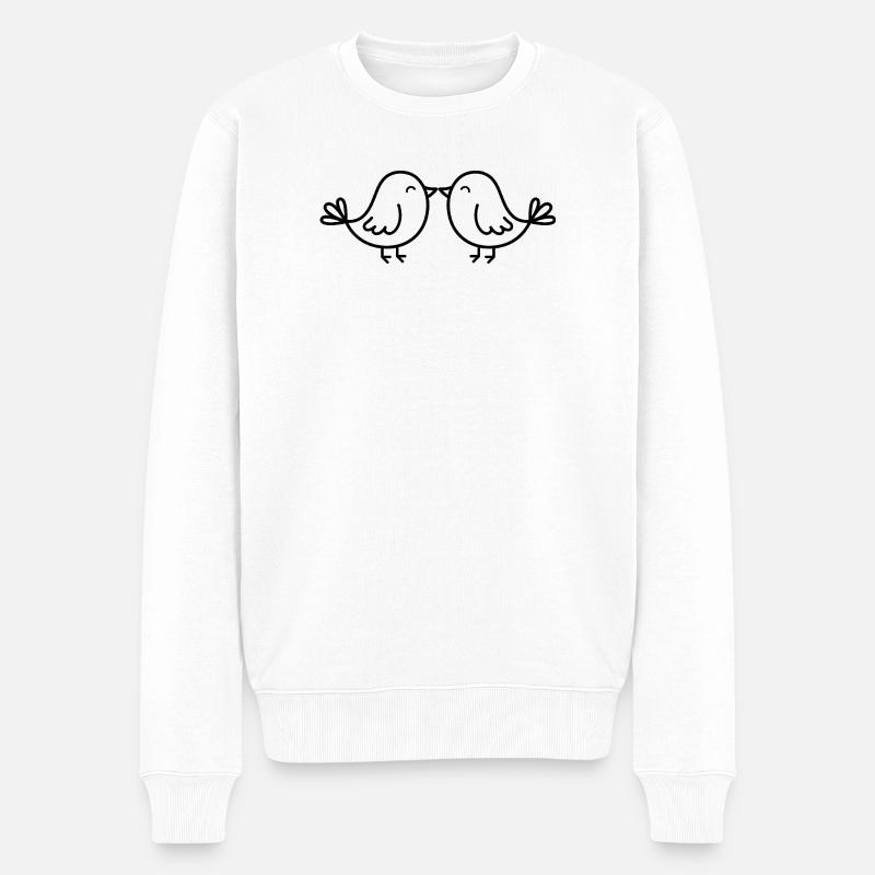 Süße Vögel - Männer Premium Bio Pullover - Weiß
