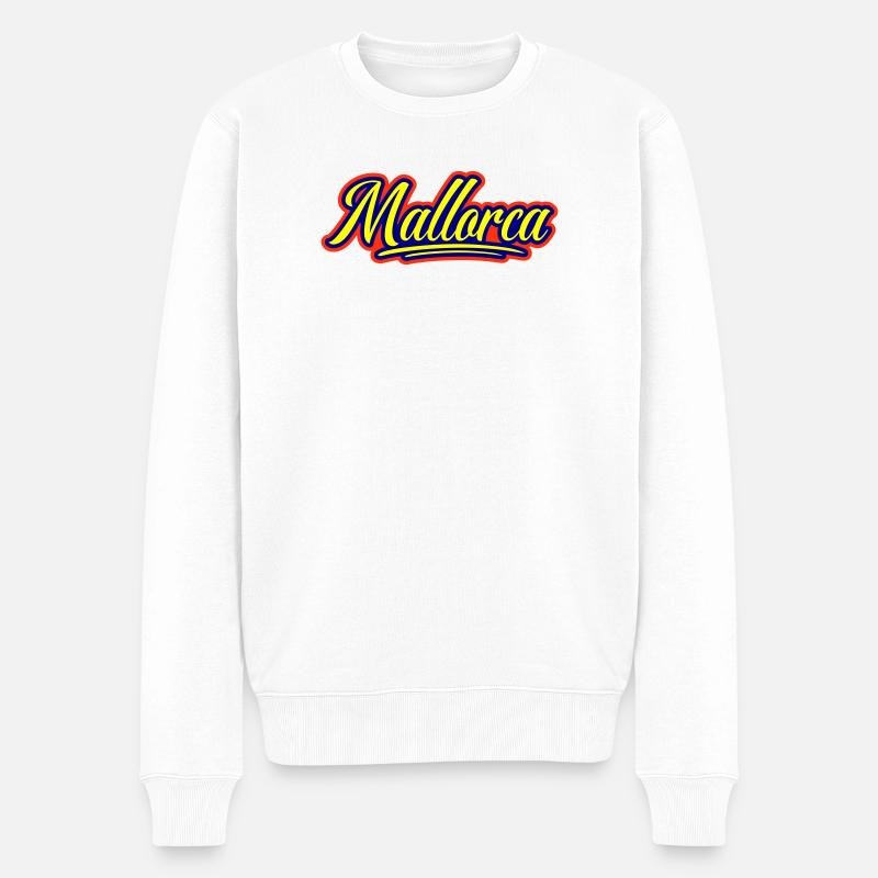 Mallorca Schrift - Männer Premium Bio Pullover - Weiß