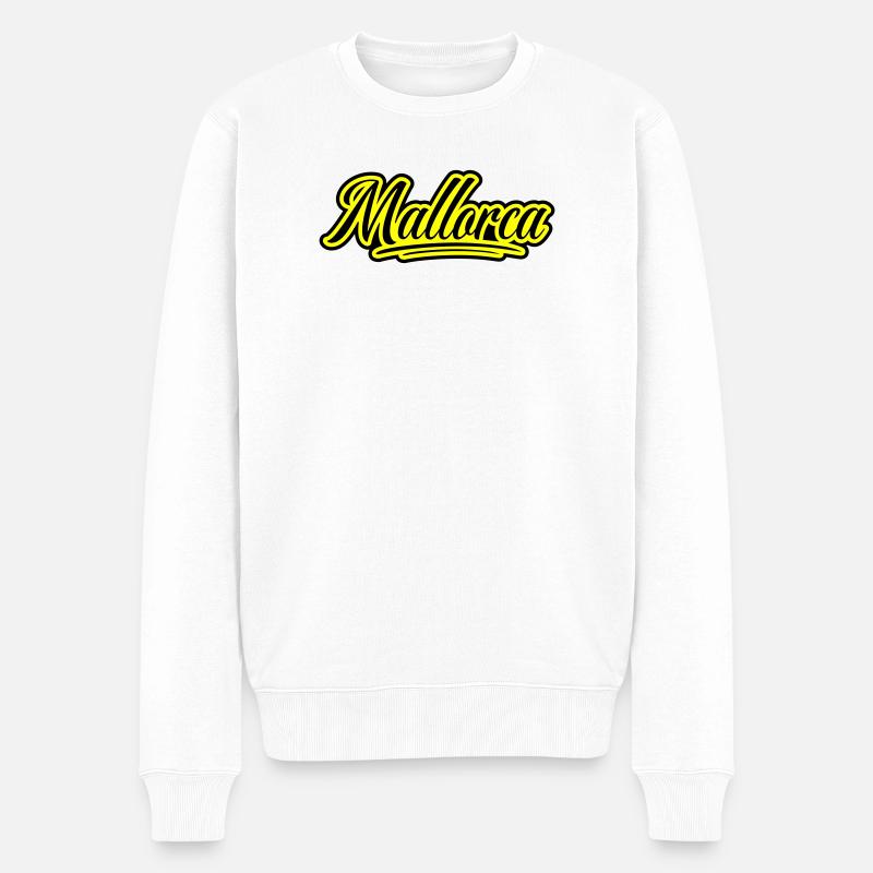 Mallorca Schrift - Männer Premium Bio Pullover - Weiß