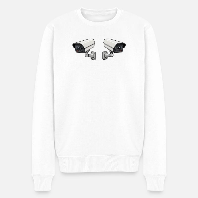 Art de surveillance à double caméra - Pull Premium bio Homme - blanc