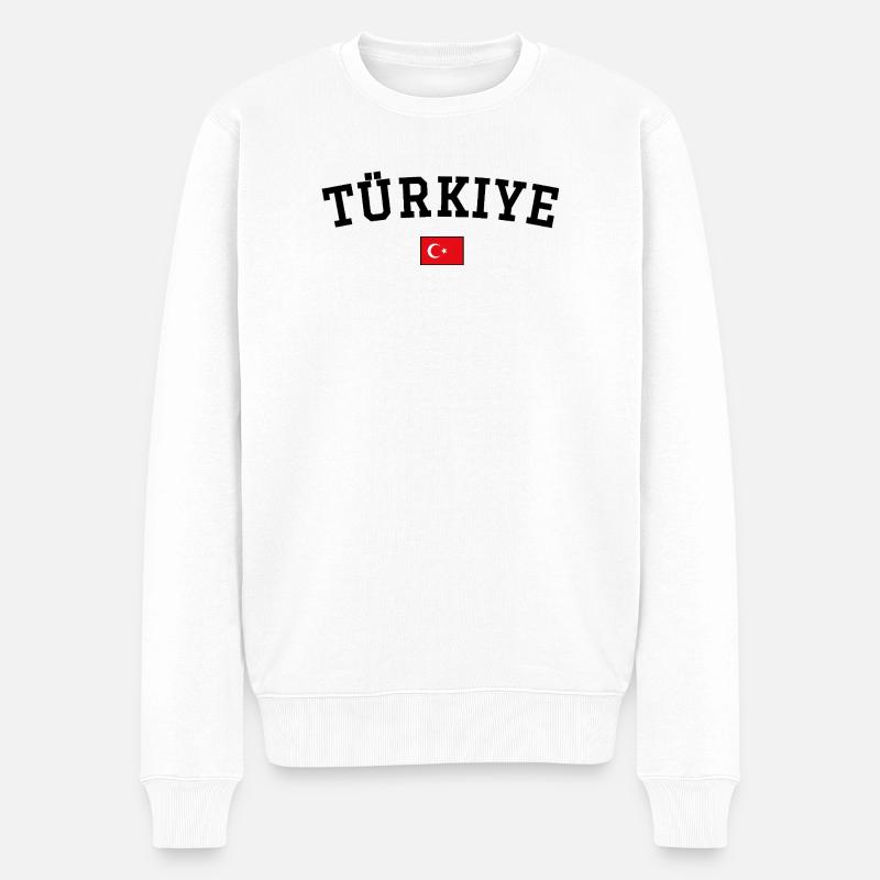 Türkei Flagge Design Schwarz - Männer Premium Bio Pullover - Weiß