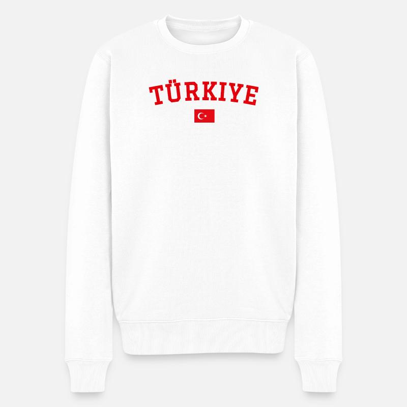 Türkei Flagge Design Rot - Männer Premium Bio Pullover - Weiß