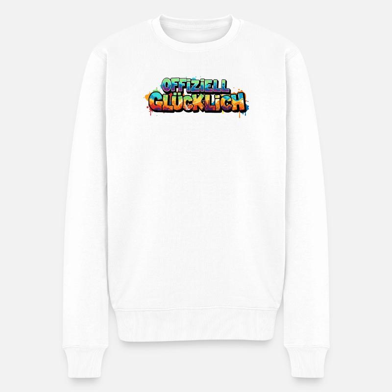 Offiziell Glücklich Version 2 - Männer Premium Bio Pullover - Weiß