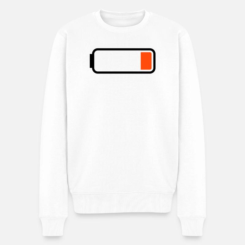 Batterie leer - Männer Premium Bio Pullover - Weiß