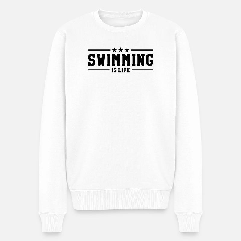 swimming is life ! - Männer Premium Bio Pullover - Weiß