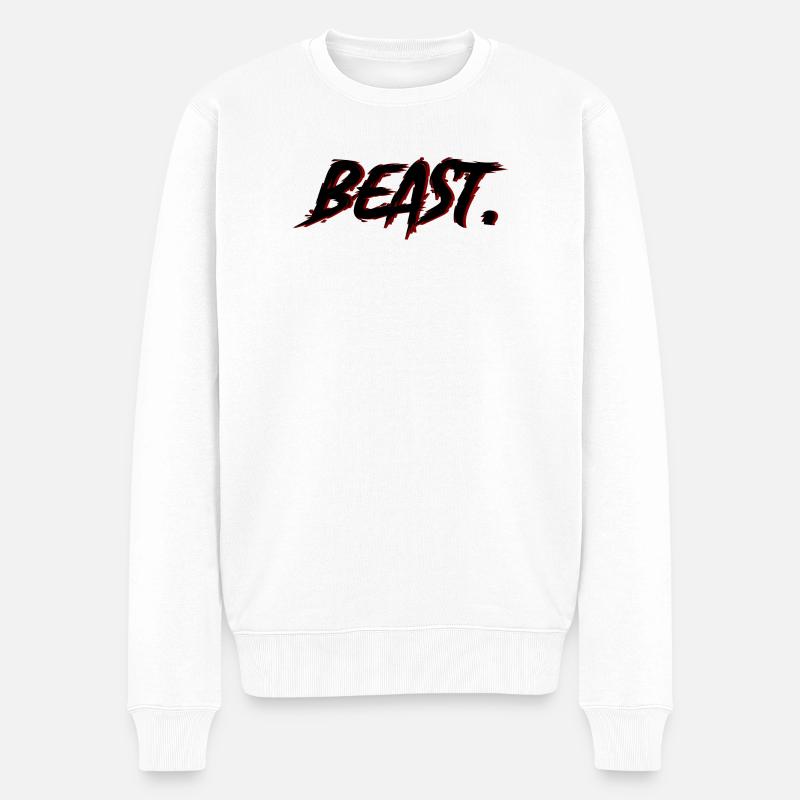 Beast Brushstroke Rot auf Schwarz - Männer Premium Bio Pullover - Weiß