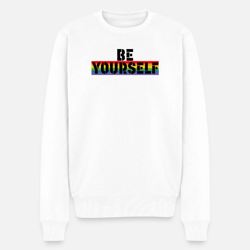 Chemise arc-en-ciel LGBT Soyez vous-même - Pull Premium bio Homme - blanc