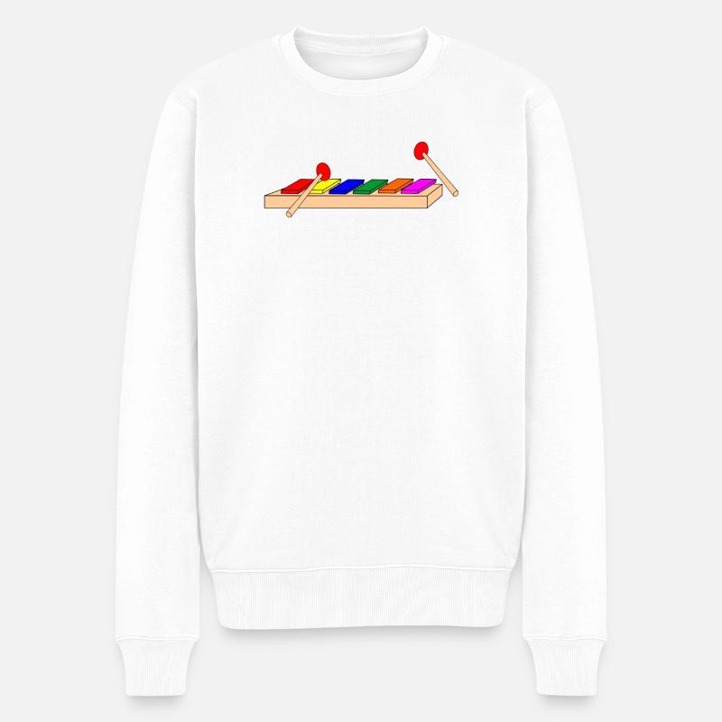 Trommeldreieck oder Tonxylophon - Männer Premium Bio Pullover - Weiß