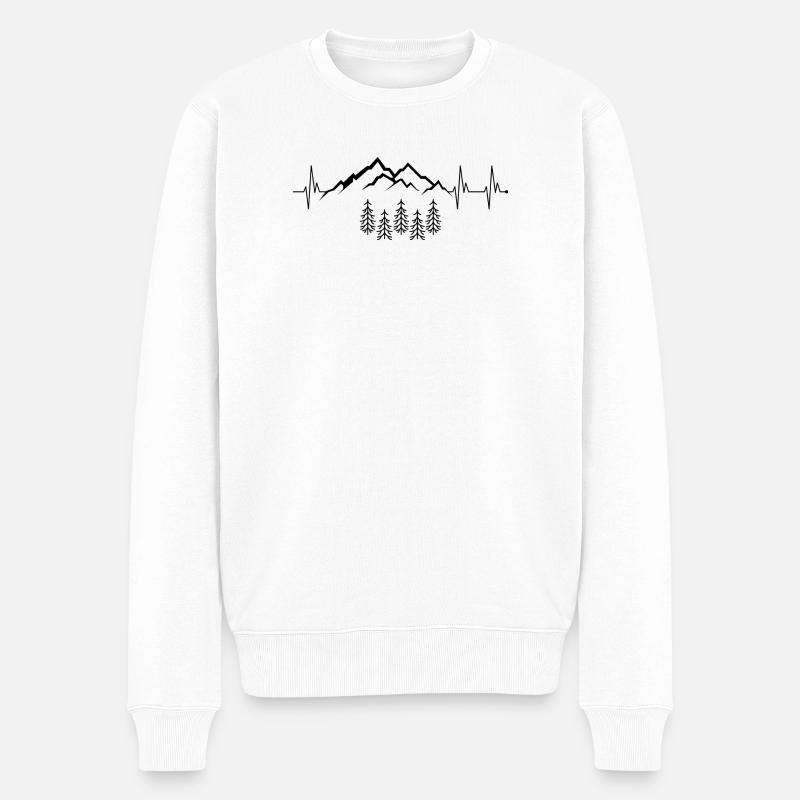 Berge Herzschlag - Männer Premium Bio Pullover - Weiß
