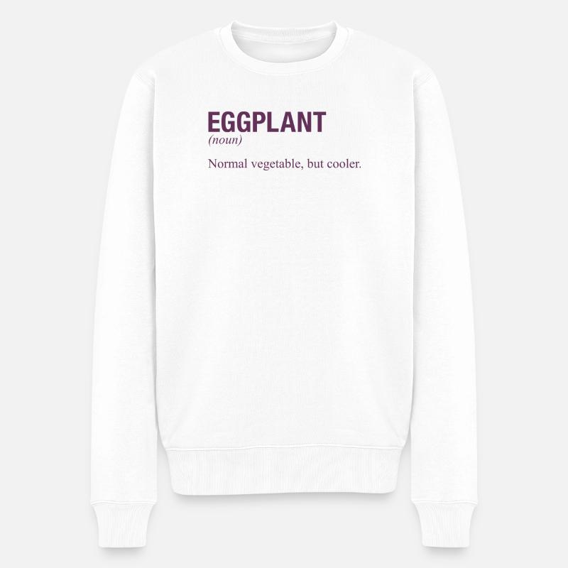EGGPLANT Aubergine - Männer Premium Bio Pullover - Weiß