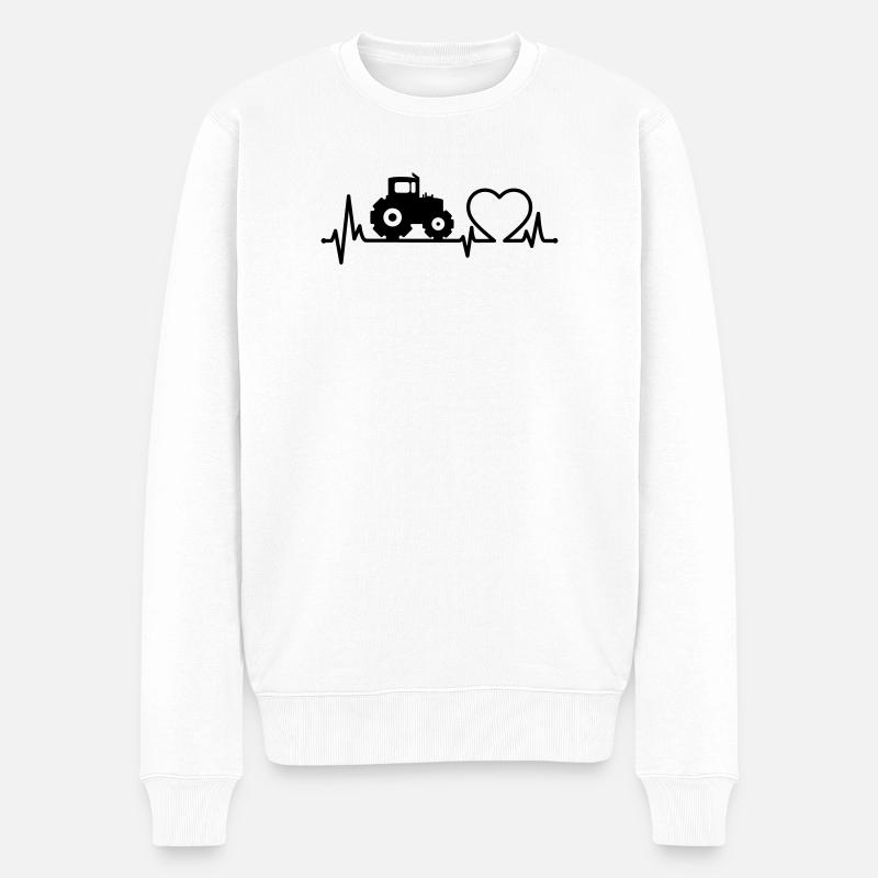 Traktor Heartbeat Farmer - Männer Premium Bio Pullover - Weiß