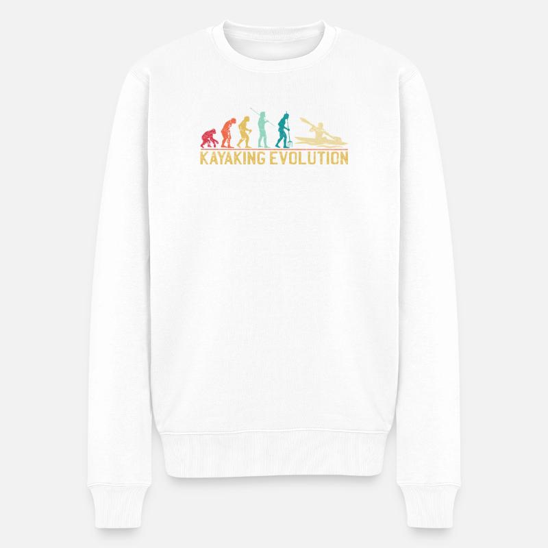 Kajakfahren Evolution Illustration - Männer Premium Bio Pullover - Weiß