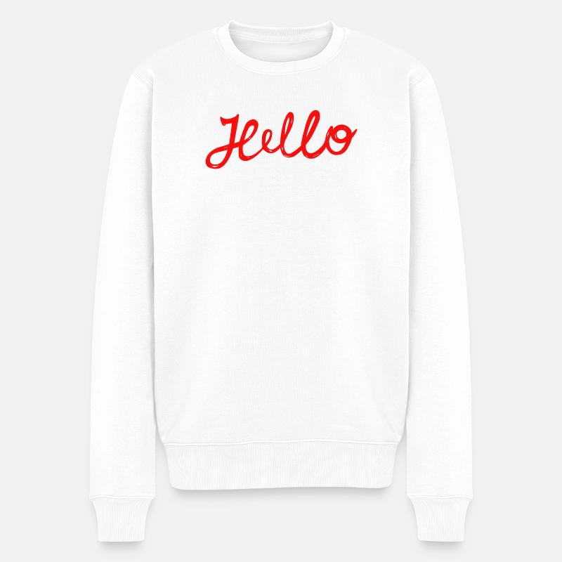 Hello  Begrüßung - Männer Premium Bio Pullover - Weiß