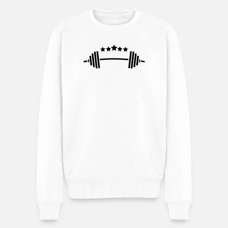 Gewichte & Sterne: Fitness Power Design - Männer Premium Bio Pullover - Weiß