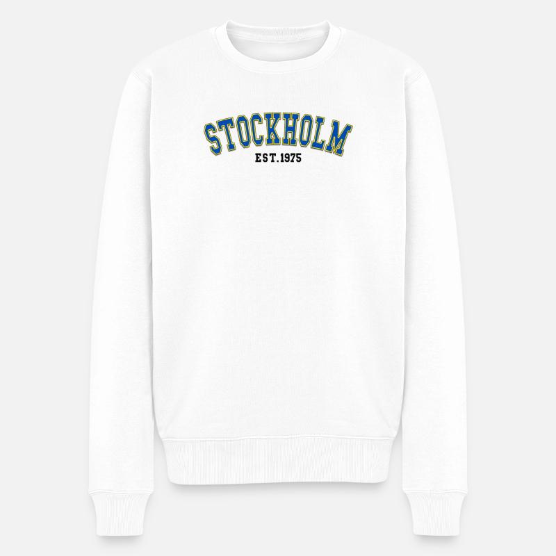 Stockholm Est.1975 - Männer Premium Bio Pullover - Weiß