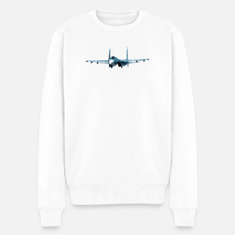 Conception d’avion de chasse bleu - Pull Premium bio Homme - blanc