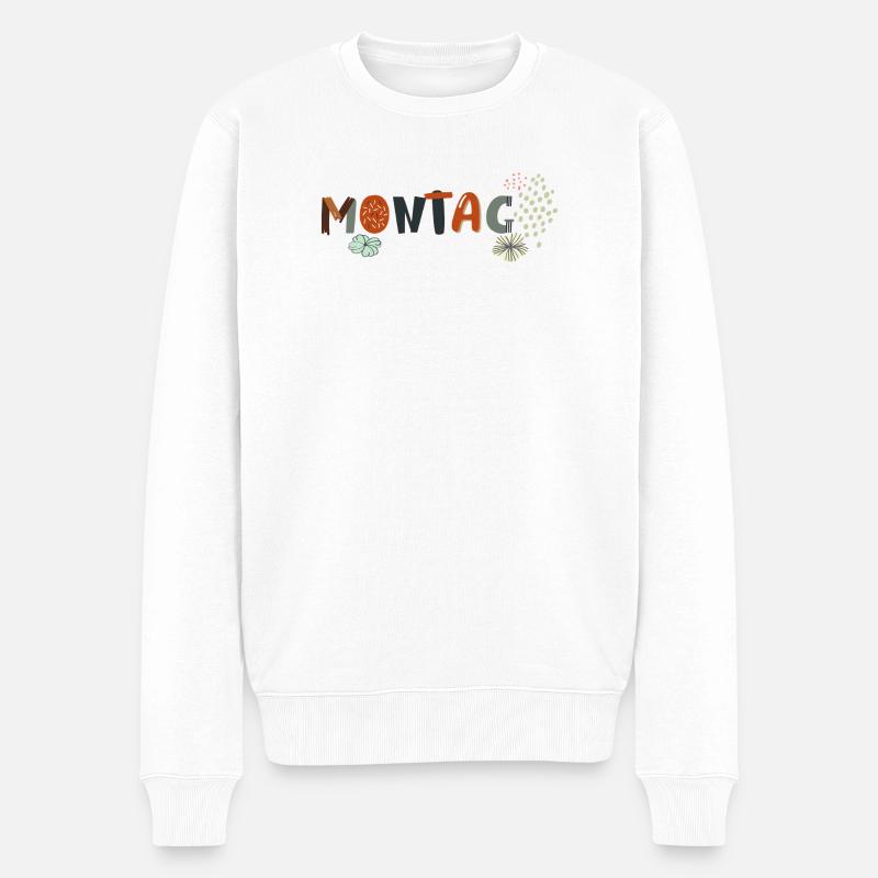 Lundi en semaine avec des fleurs - Pull Premium bio Homme - blanc