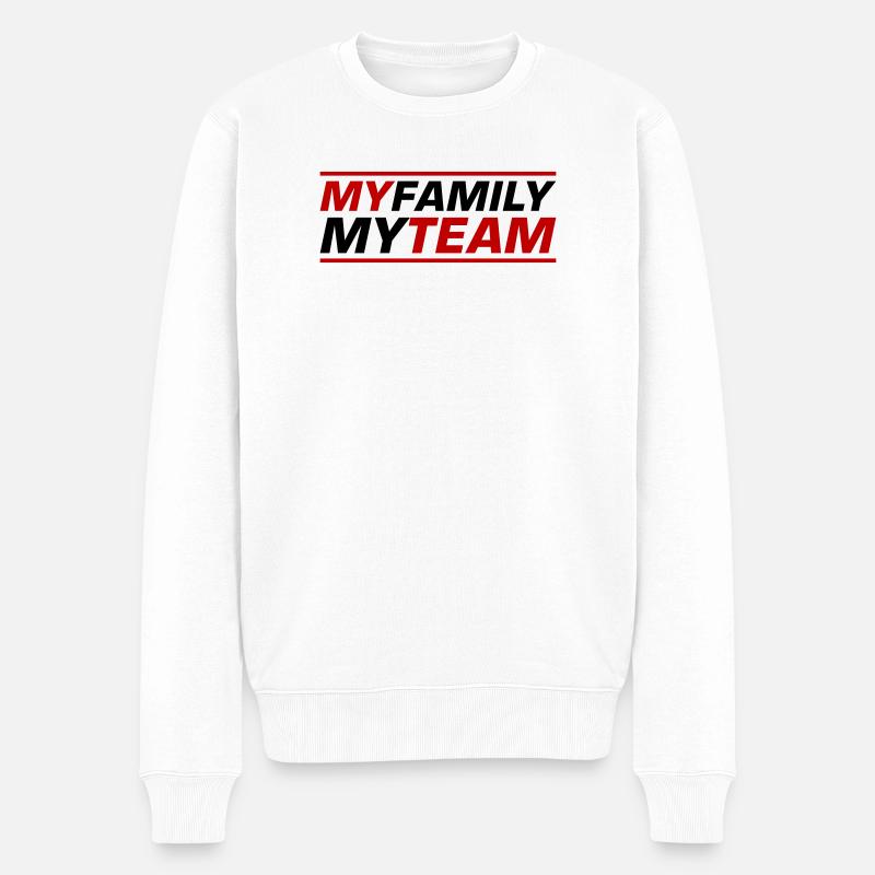 Meine Familie Team Spruch - Männer Premium Bio Pullover - Weiß