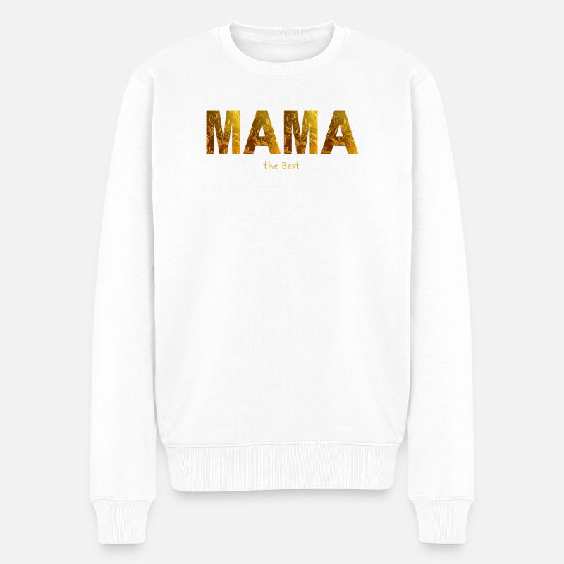 Mama ist die Beste - mein Fels in der Brandung - Männer Premium Bio Pullover - Weiß
