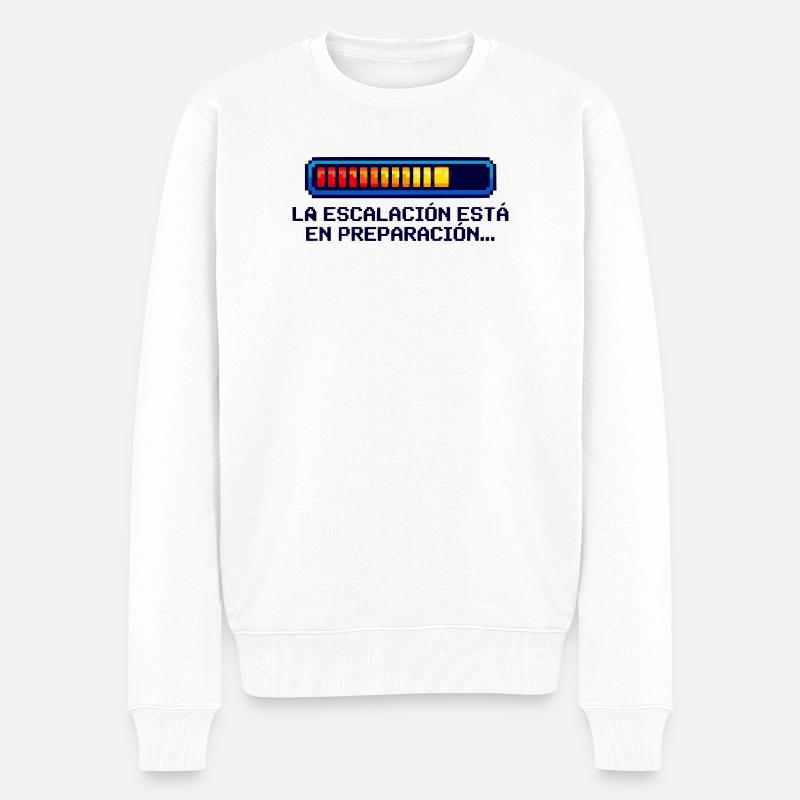 Eskalations Shirt Nerd Geek Español - Männer Premium Bio Pullover - Weiß