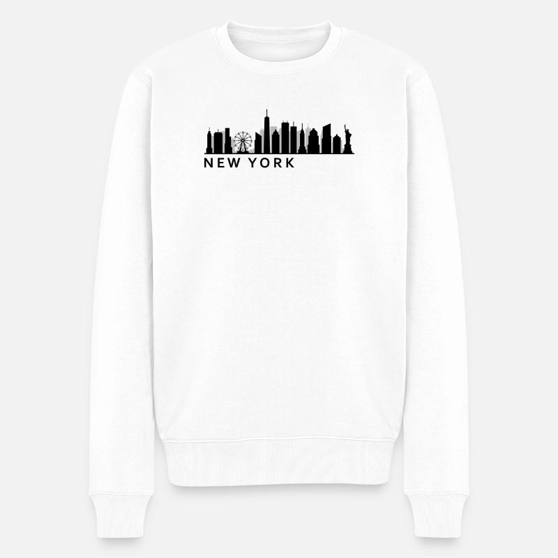 New Yorker Skyline - Männer Premium Bio Pullover - Weiß