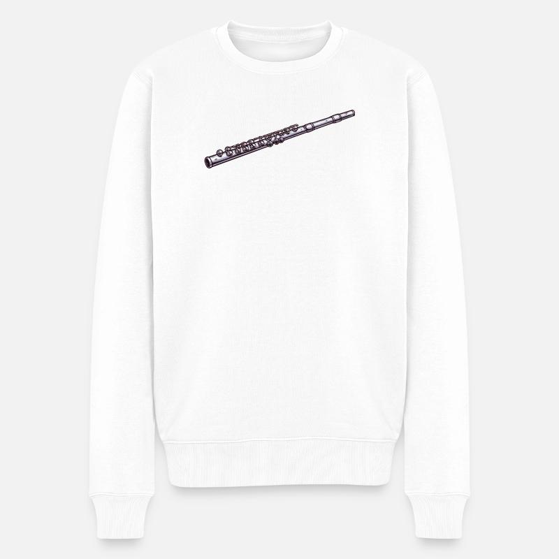 Linienflöte Illustration - Männer Premium Bio Pullover - Weiß