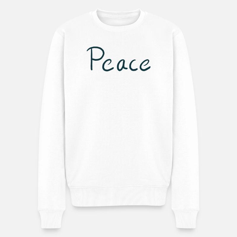Frieden Pinselschrift Shirt Design - Männer Premium Bio Pullover - Weiß