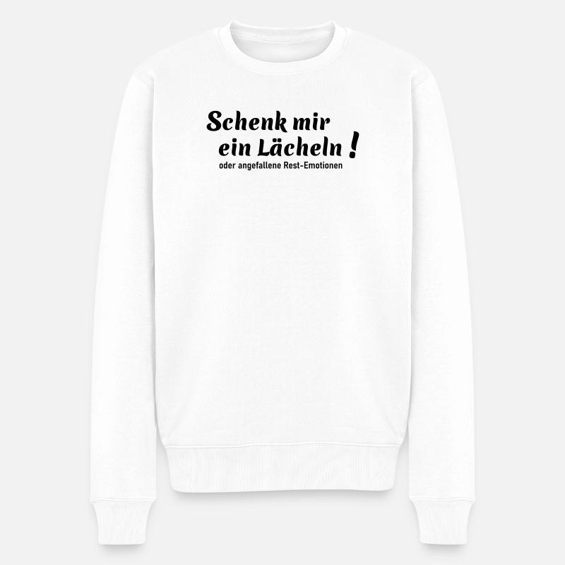 Schenk mir ein Lächeln - Männer Premium Bio Pullover - Weiß
