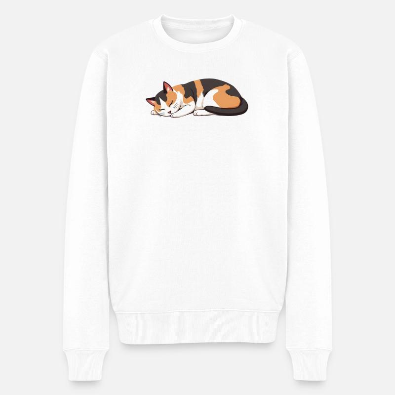 chat endormi - Pull Premium bio Homme - blanc
