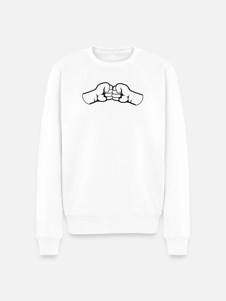 2 Bro Knytnæve knyttede næver venner hold hilsen - Økologisk premium-sweatshirt til mænd - hvid