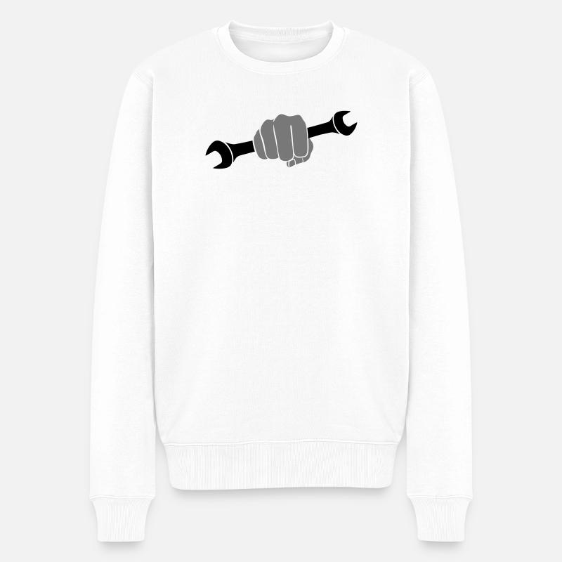 Clé à molette poing - Pull Premium bio Homme - blanc