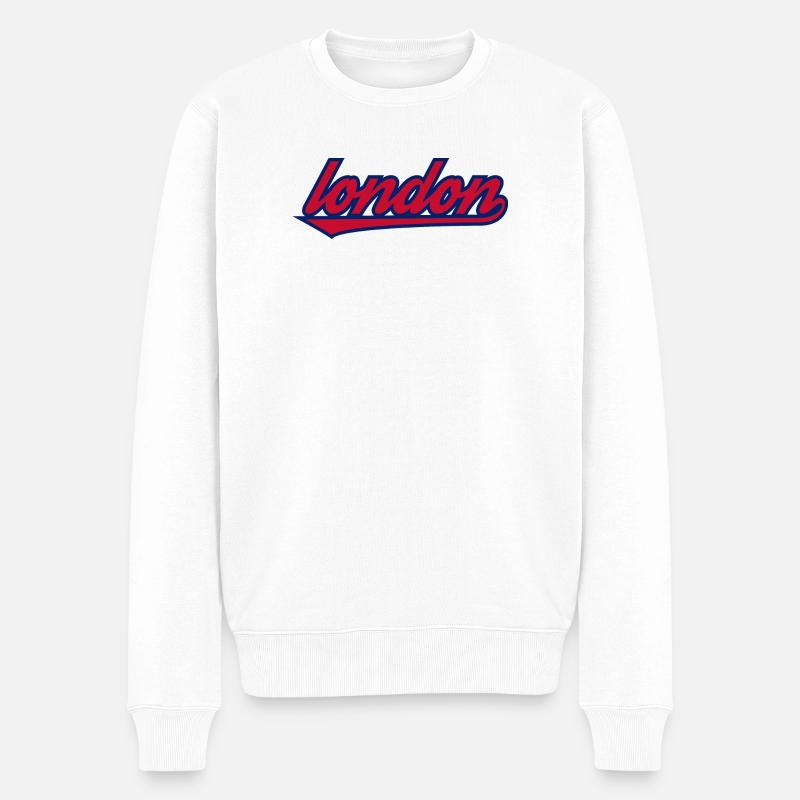 London Script Retro Underscore - Men's Premium Organic Jumper - white