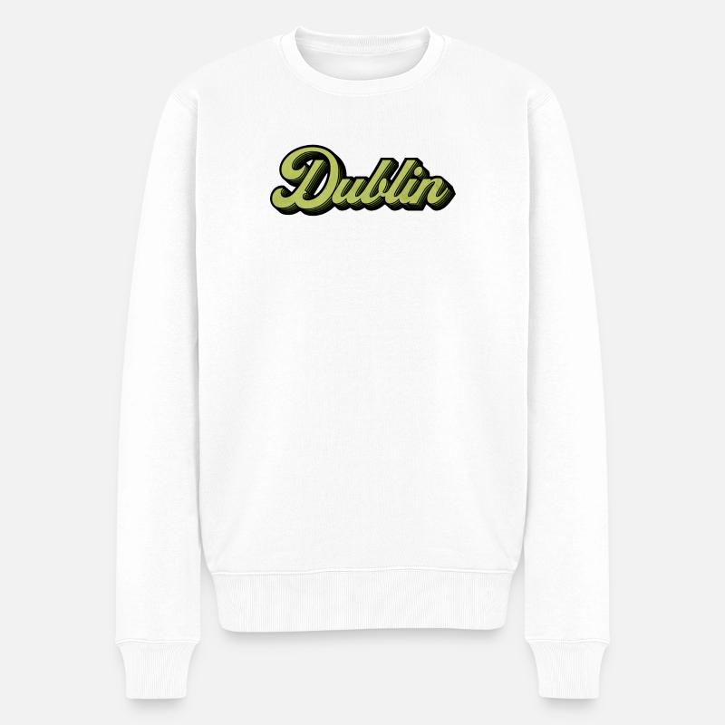 Dublin Retro Script in Lime - Men's Premium Organic Jumper - white