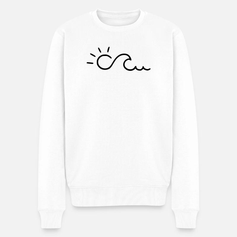 Welle mit Sonne - Männer Premium Bio Pullover - Weiß