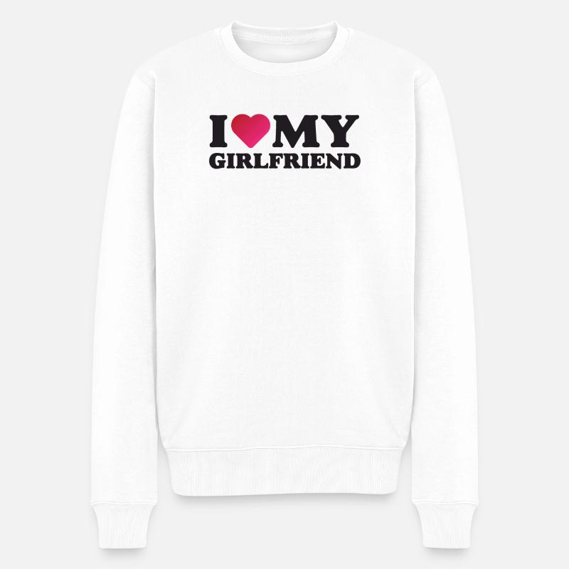 Ich liebe meine Freundin - Männer Premium Bio Pullover - Weiß
