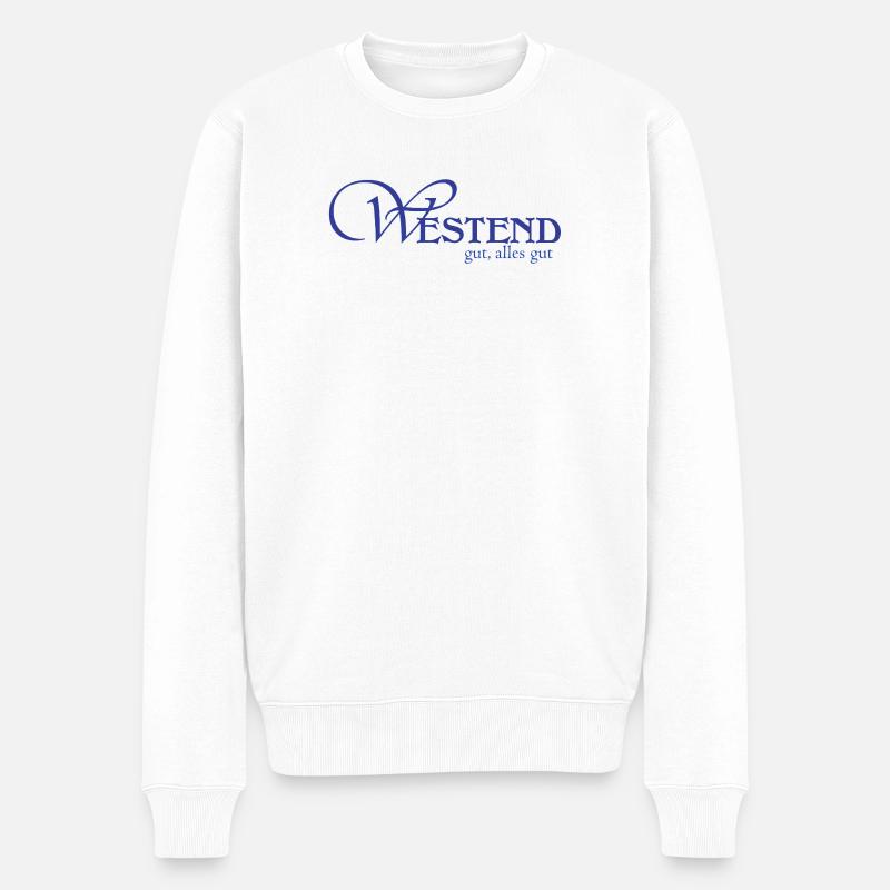 Westend Blau Logo Klarheit Vertrauen - Männer Premium Bio Pullover - Weiß