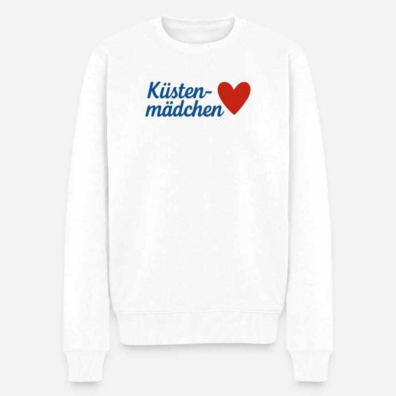Küsten Mädchen Herz Overlay - Männer Premium Bio Pullover - Weiß
