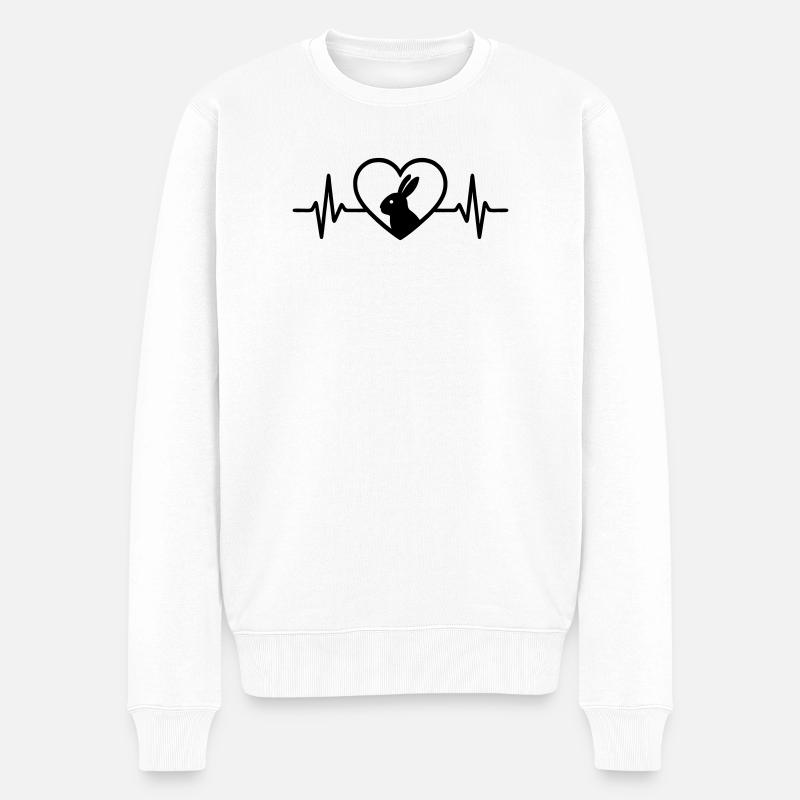 Kaninchen Herz - Männer Premium Bio Pullover - Weiß